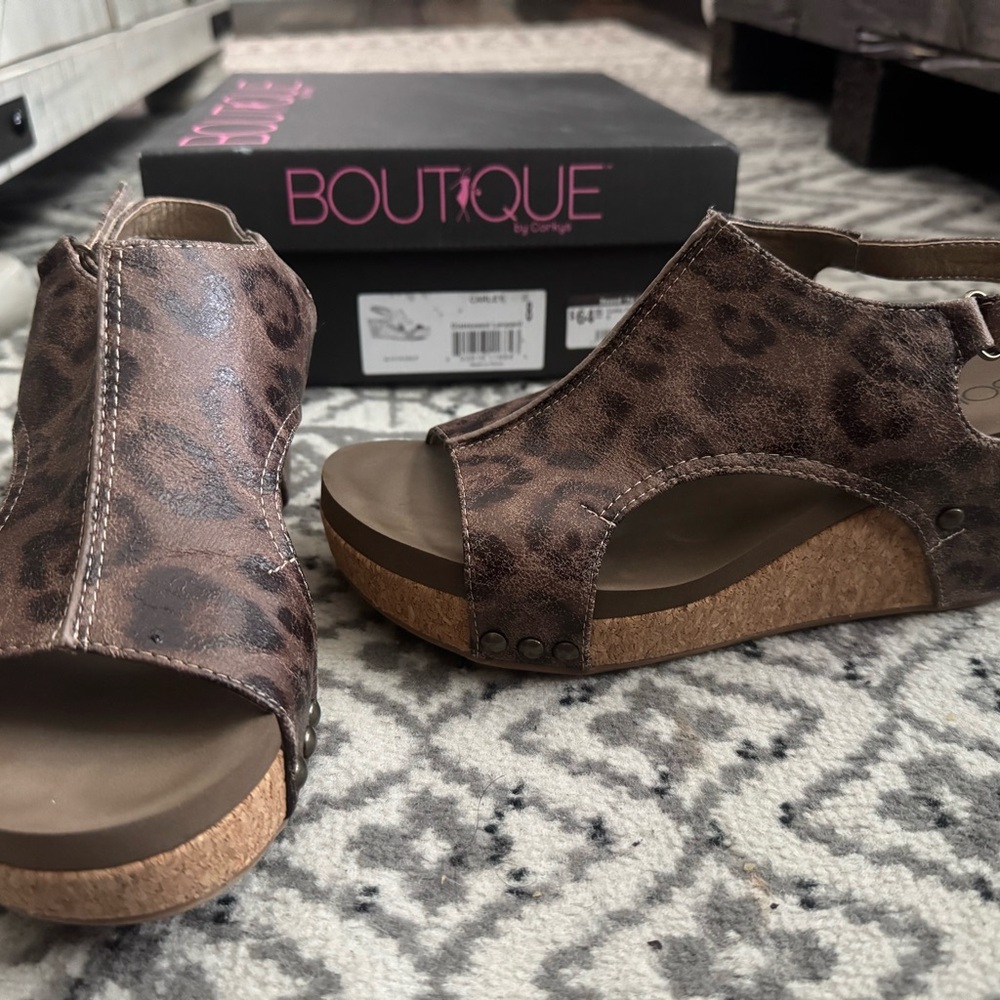 Brown Leopard Print Women's Sandals